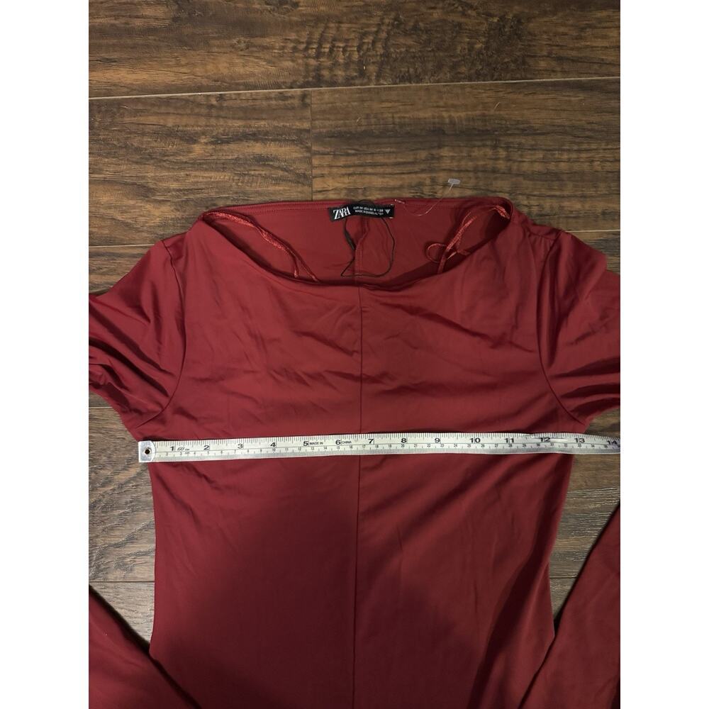 Zara Maxi Burgundy Long Sleeve Dress Sz:M - Picture 8 of 8